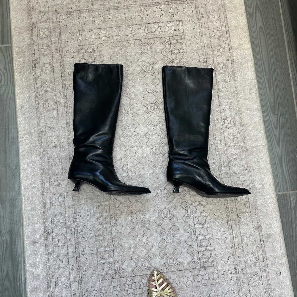 Massimo Dutti Limited Edition Black Knee High Pull On Boots Sz EU 40 US 9.5